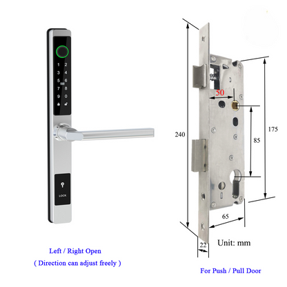 Waterproof Smart Lock – Fingerprint, Password & Card Access for Sliding Doors
