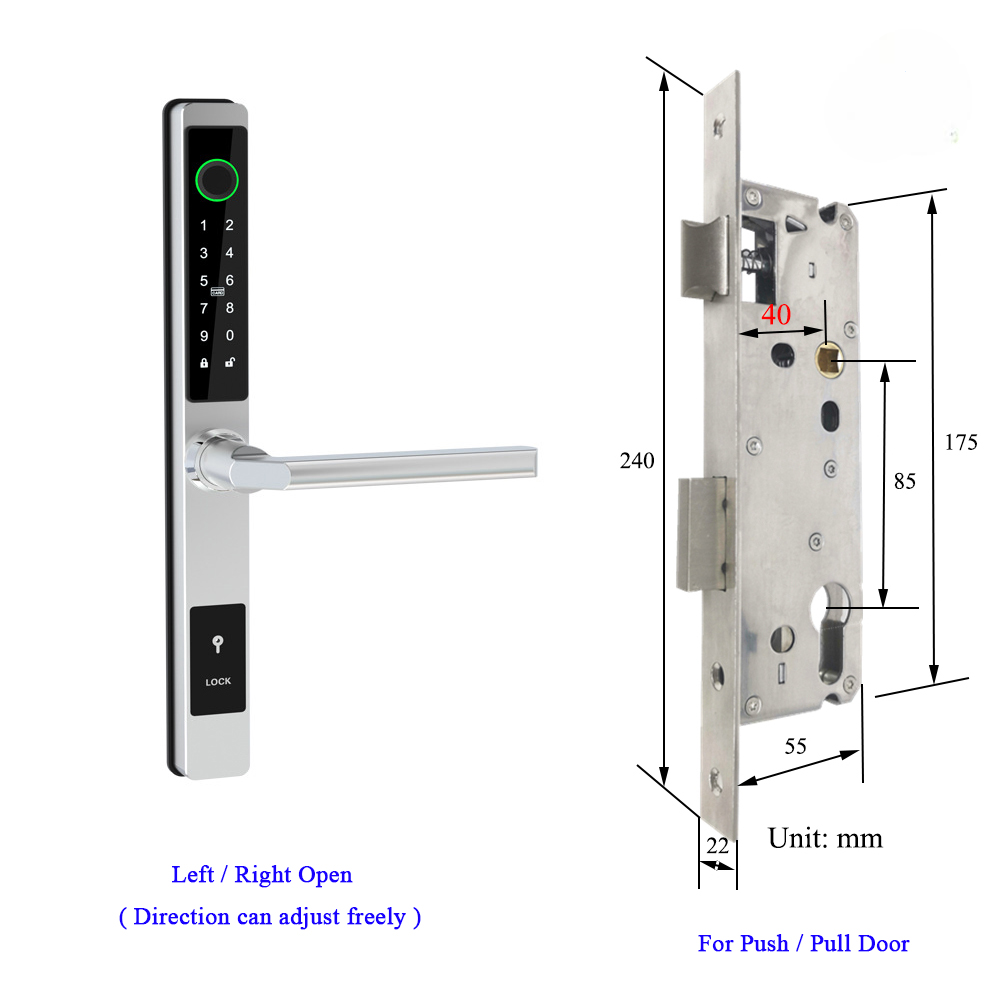 Waterproof Smart Lock – Fingerprint, Password & Card Access for Sliding Doors