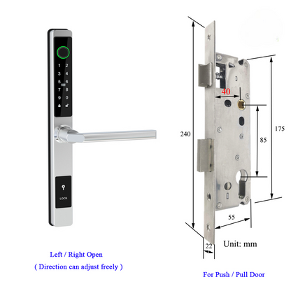 Waterproof Smart Lock – Fingerprint, Password & Card Access for Sliding Doors