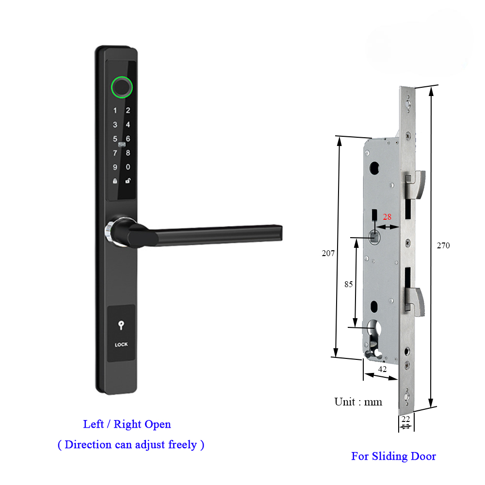 Waterproof Smart Lock – Fingerprint, Password & Card Access for Sliding Doors