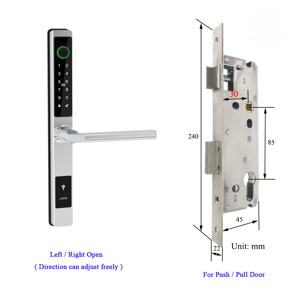 Waterproof Smart Lock – Fingerprint, Password & Card Access for Sliding Doors