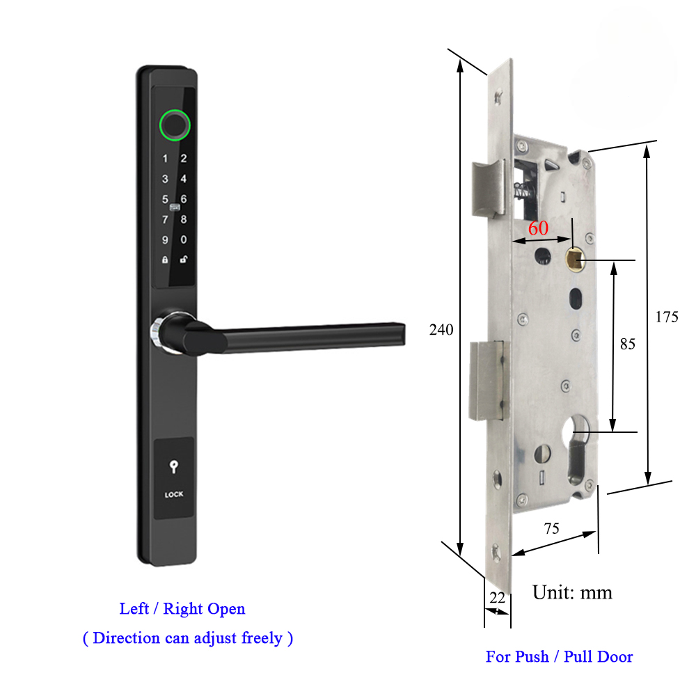 Waterproof Smart Lock – Fingerprint, Password & Card Access for Sliding Doors
