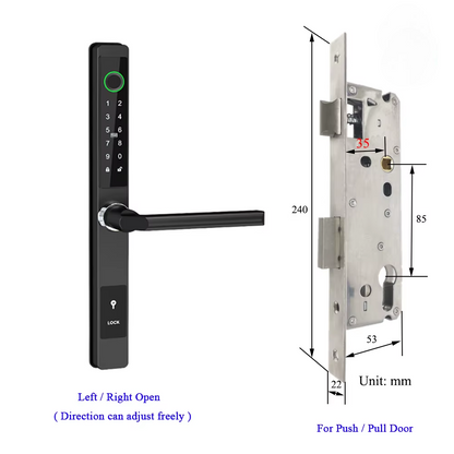 Waterproof Smart Lock – Fingerprint, Password & Card Access for Sliding Doors