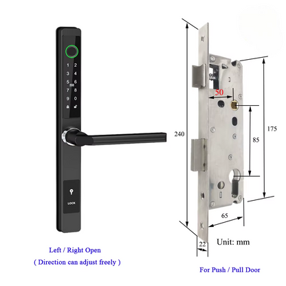 Waterproof Smart Lock – Fingerprint, Password & Card Access for Sliding Doors