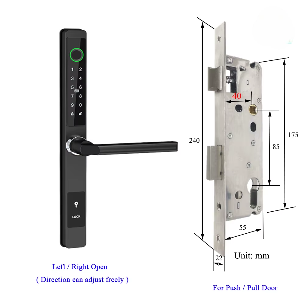 Waterproof Smart Lock – Fingerprint, Password & Card Access for Sliding Doors