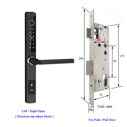 Waterproof Smart Lock – Fingerprint, Password & Card Access for Sliding Doors