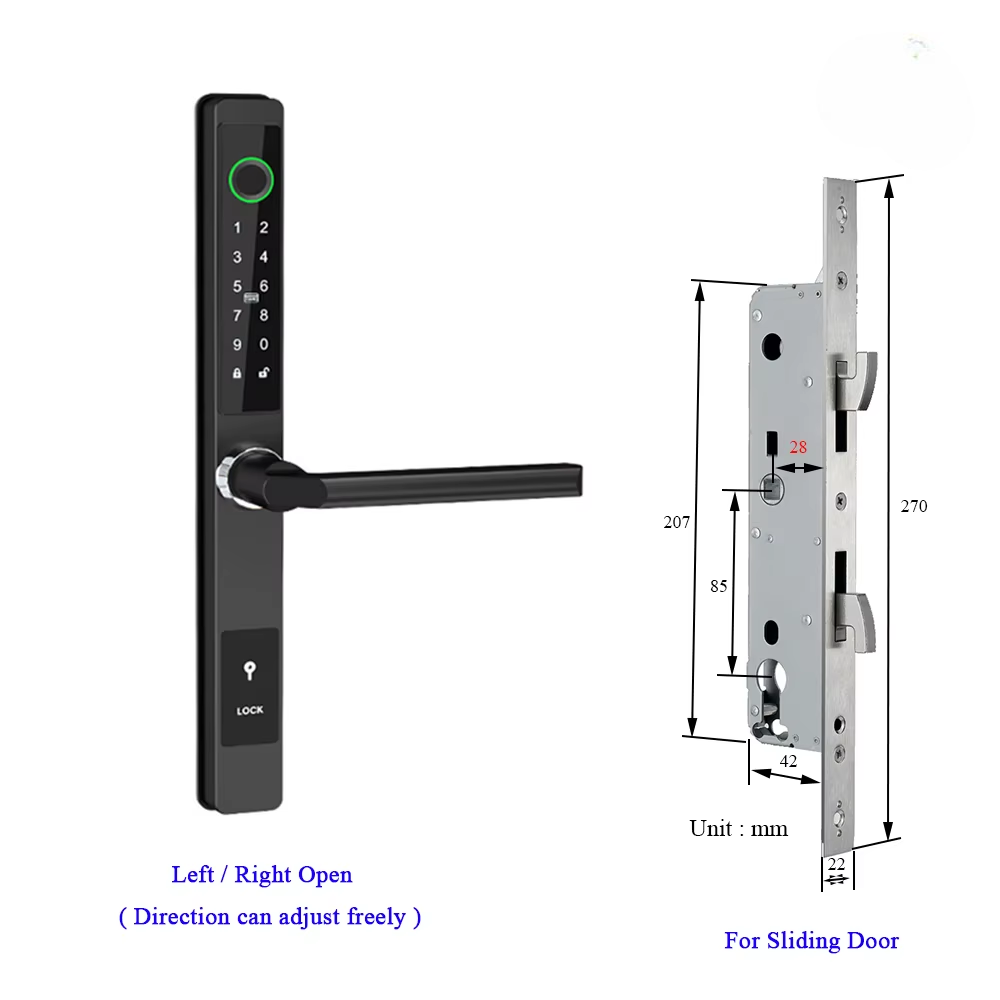 Waterproof Smart Lock – Fingerprint, Password & Card Access for Sliding Doors