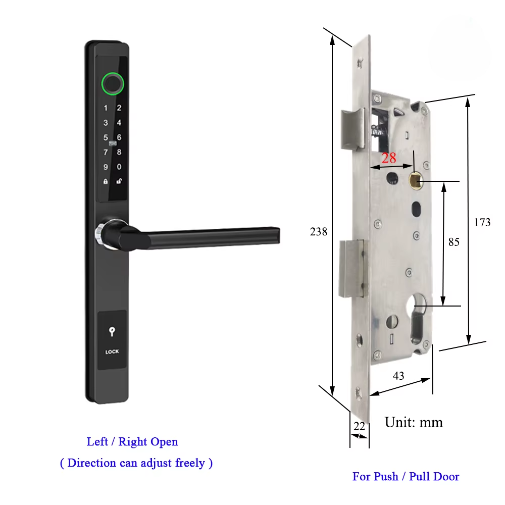 Waterproof Smart Lock – Fingerprint, Password & Card Access for Sliding Doors