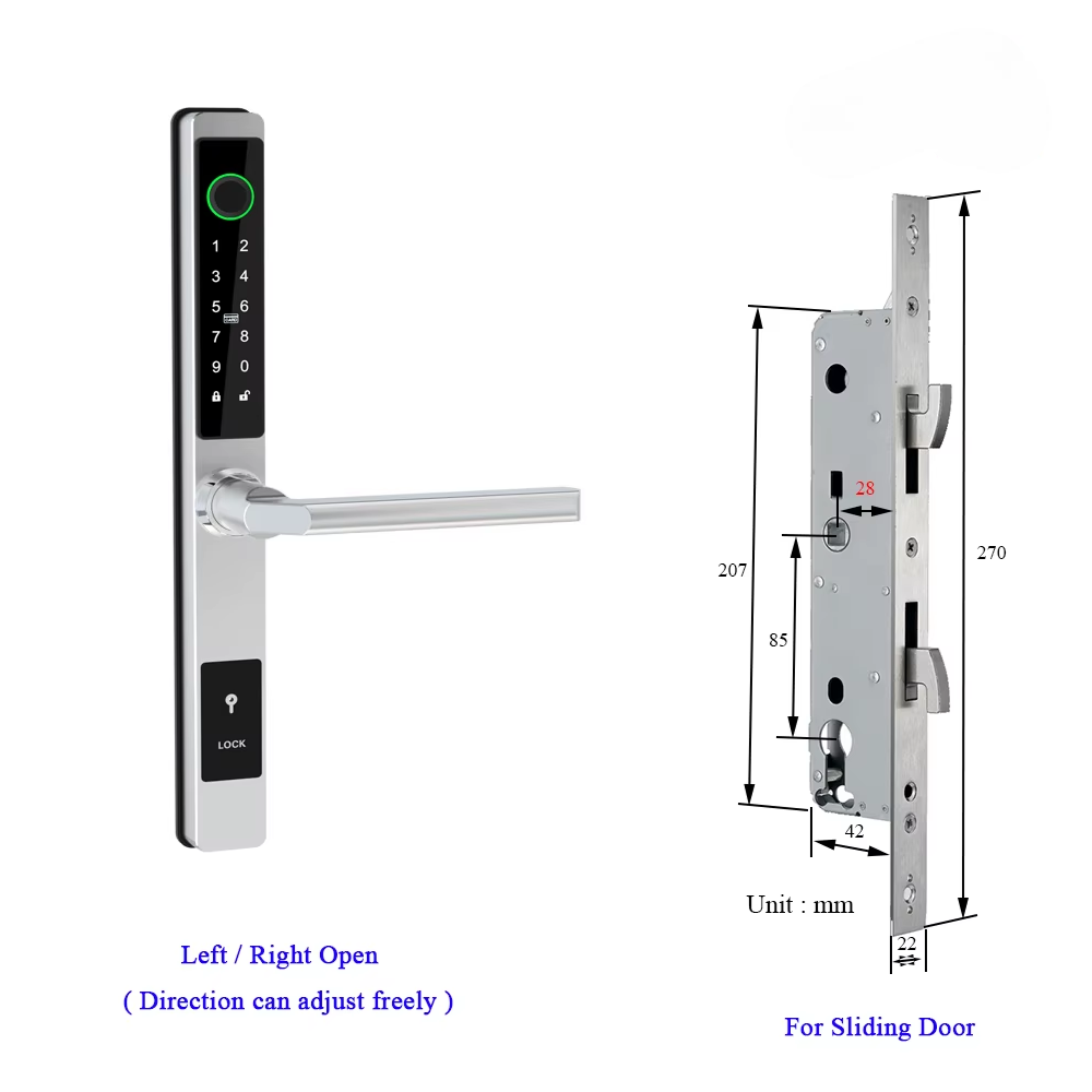 Waterproof Smart Lock – Fingerprint, Password & Card Access for Sliding Doors