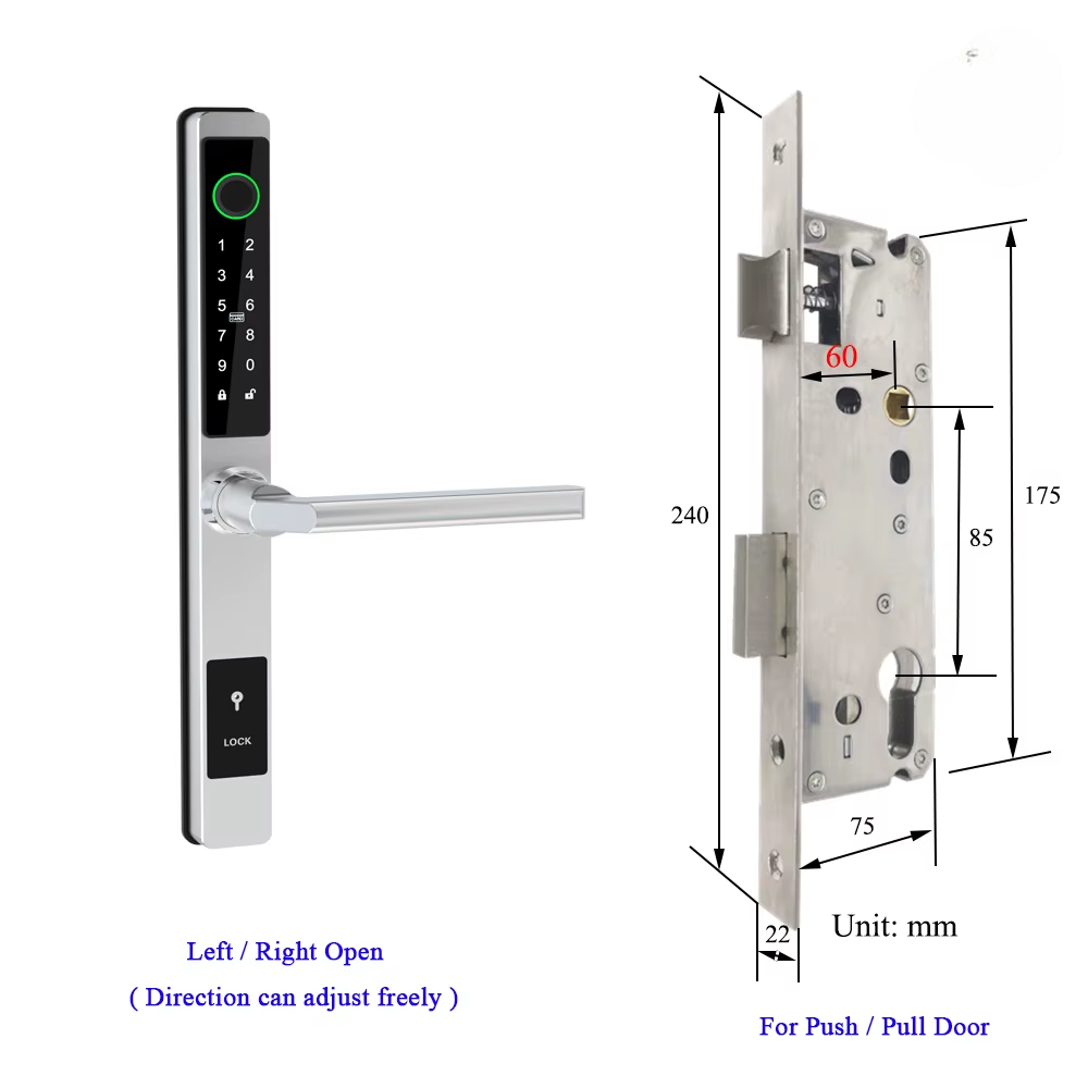 Waterproof Smart Lock – Fingerprint, Password & Card Access for Sliding Doors