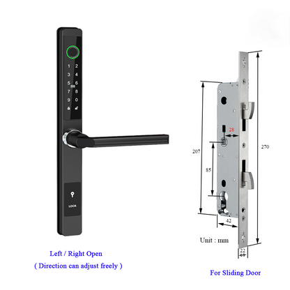 Waterproof Smart Lock – Fingerprint, Password & Card Access for Sliding Doors