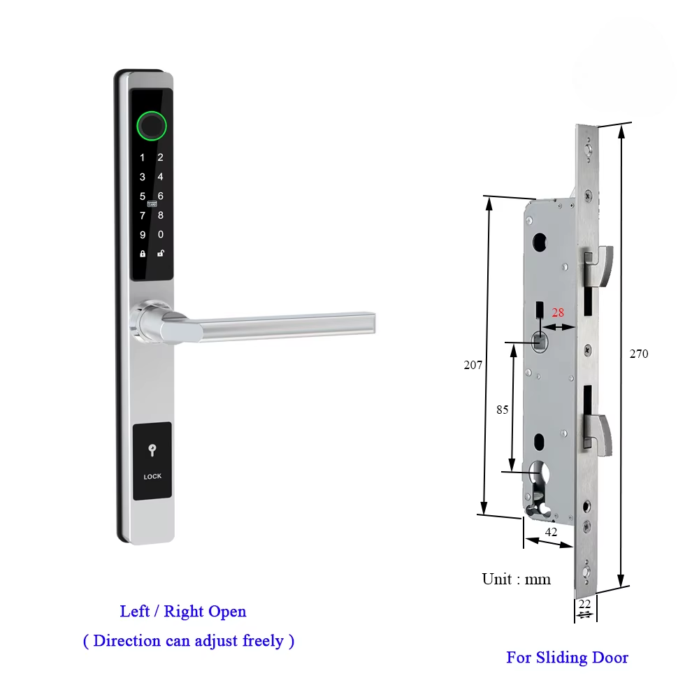 Waterproof Smart Lock – Fingerprint, Password & Card Access for Sliding Doors