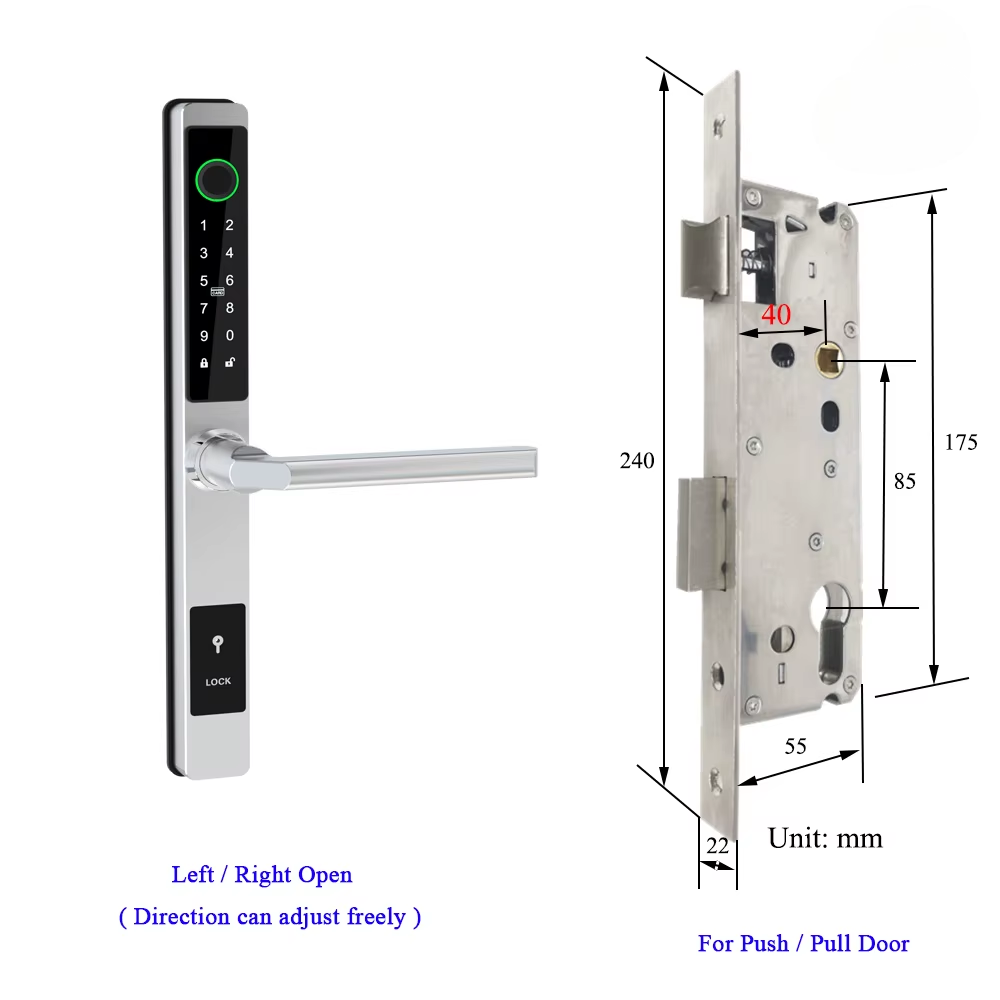 Waterproof Smart Lock – Fingerprint, Password & Card Access for Sliding Doors