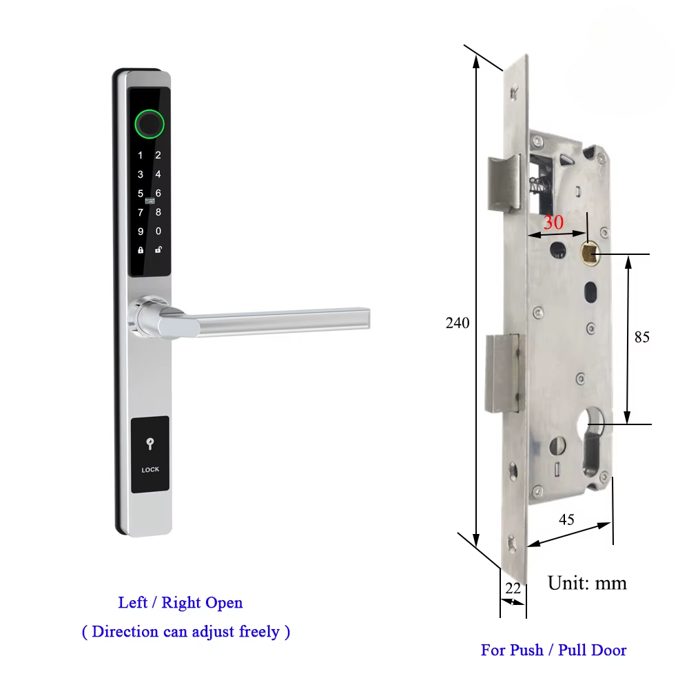 Waterproof Smart Lock – Fingerprint, Password & Card Access for Sliding Doors