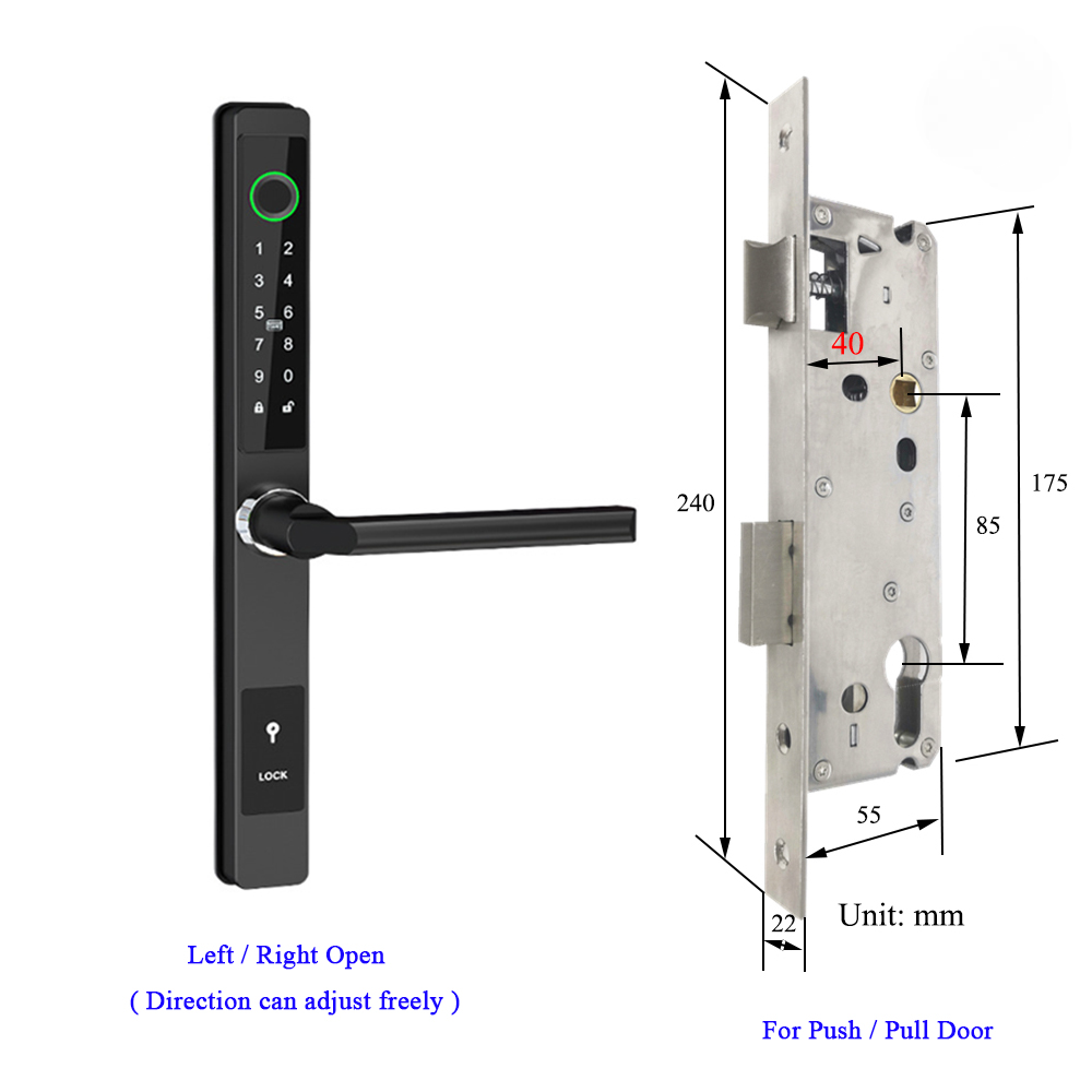 Waterproof Smart Lock – Fingerprint, Password & Card Access for Sliding Doors