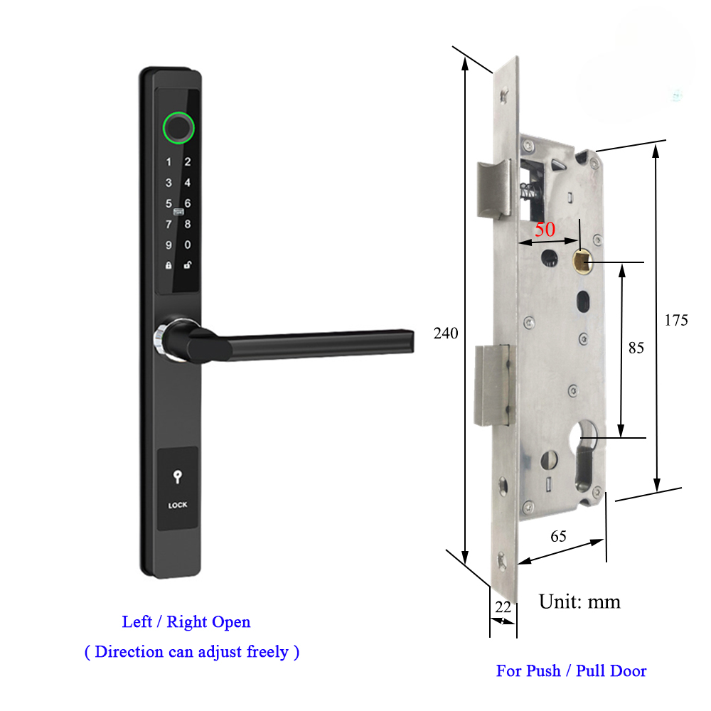 Waterproof Smart Lock – Fingerprint, Password & Card Access for Sliding Doors