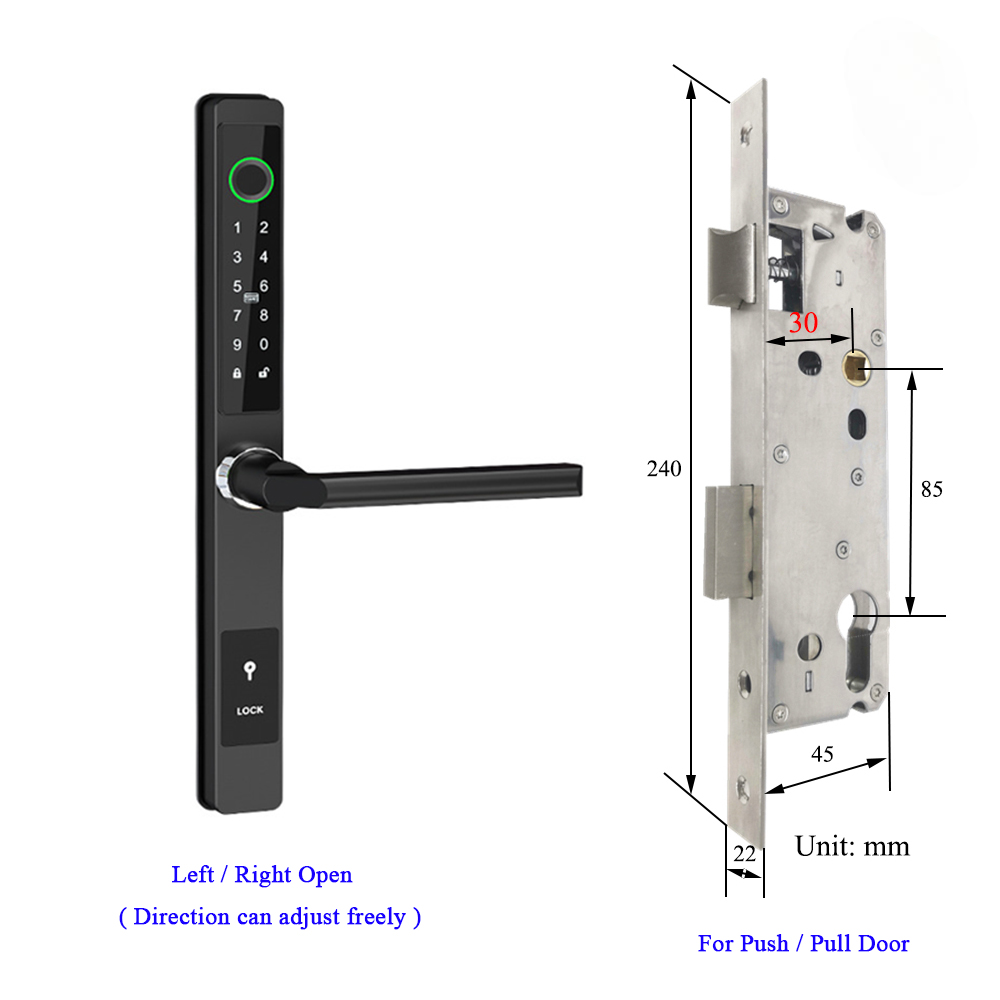 Waterproof Smart Lock – Fingerprint, Password & Card Access for Sliding Doors