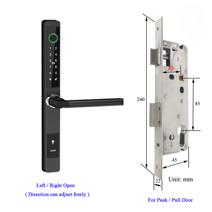 Waterproof Smart Lock – Fingerprint, Password & Card Access for Sliding Doors