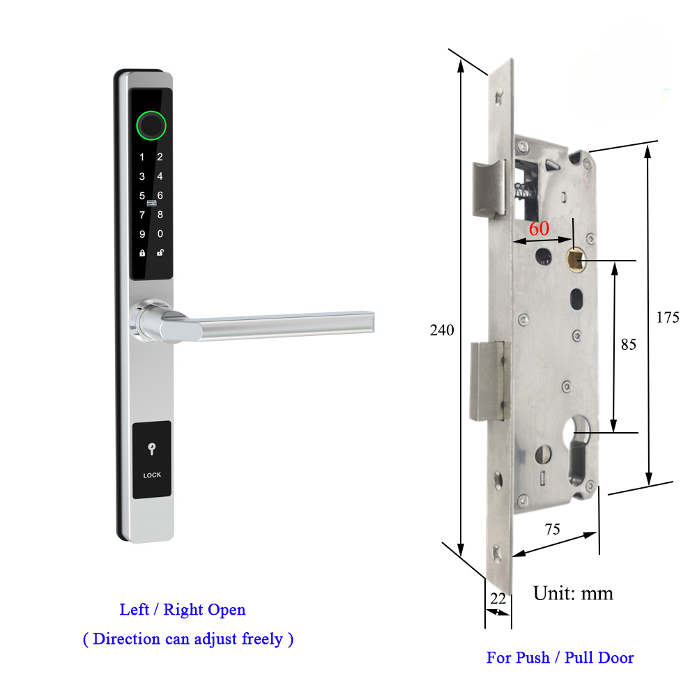 Waterproof Smart Lock – Fingerprint, Password & Card Access for Sliding Doors