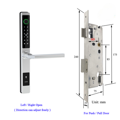 Waterproof Smart Lock – Fingerprint, Password & Card Access for Sliding Doors